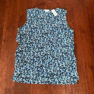 dressbarn Blue and White Floral Blouse